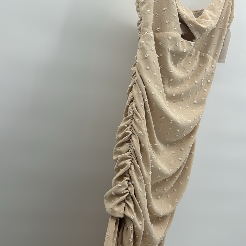 NWT Rumer Beige Dress- Delilah Ruched Maxi - Picture 4 of 8